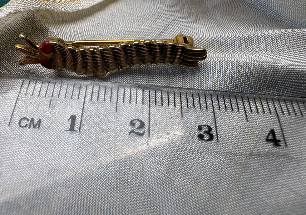 Thumbnail: Gold Caterpillar Club Badge Irving Stamped Possibly USAAF Enamel Eyes