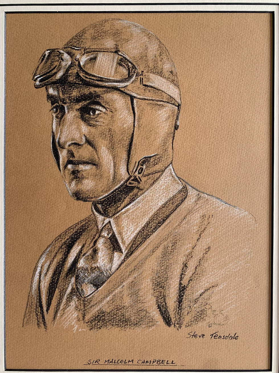Thumbnail: Stunning Sir Malcolm Campbell Original Drawing Portrait & Signature
