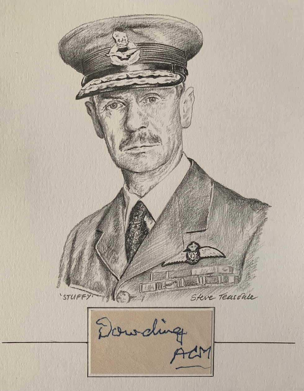 Thumbnail: Hugh Dowding Signed Original Drawing Battle of Britain Leader Framed