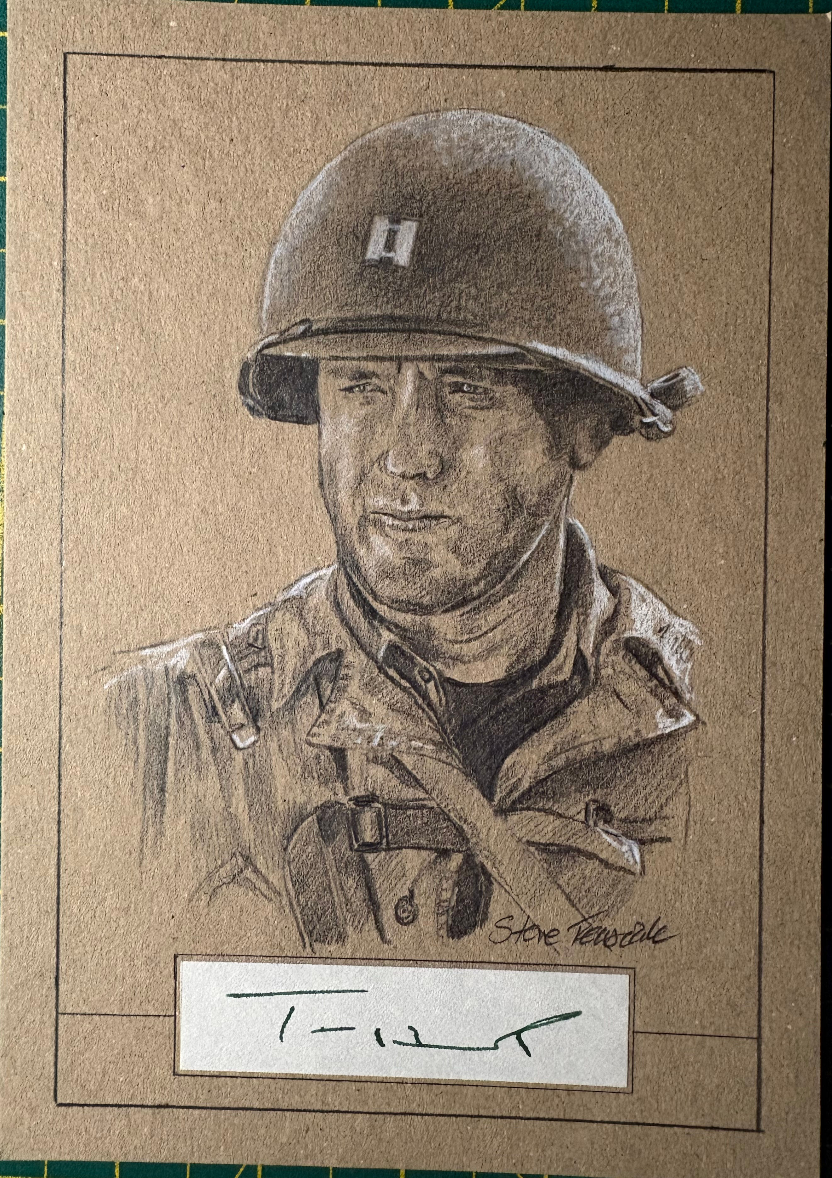 Saving Private Ryan Tom Hanks Signed Original Graphite Drawing Bookplate