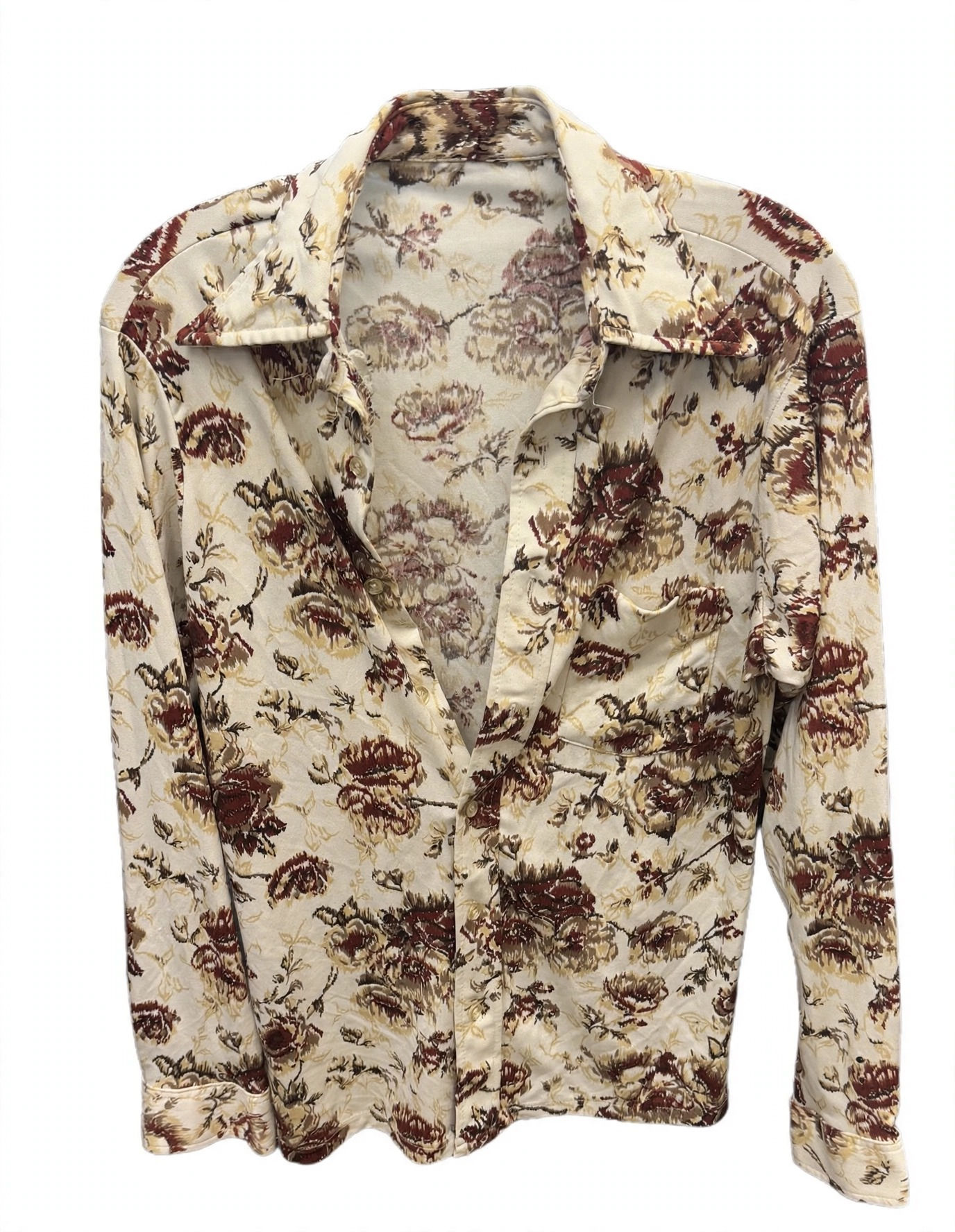 Vintage Men's Floral Camp Shirt Short Sleeve Button-Up Size M