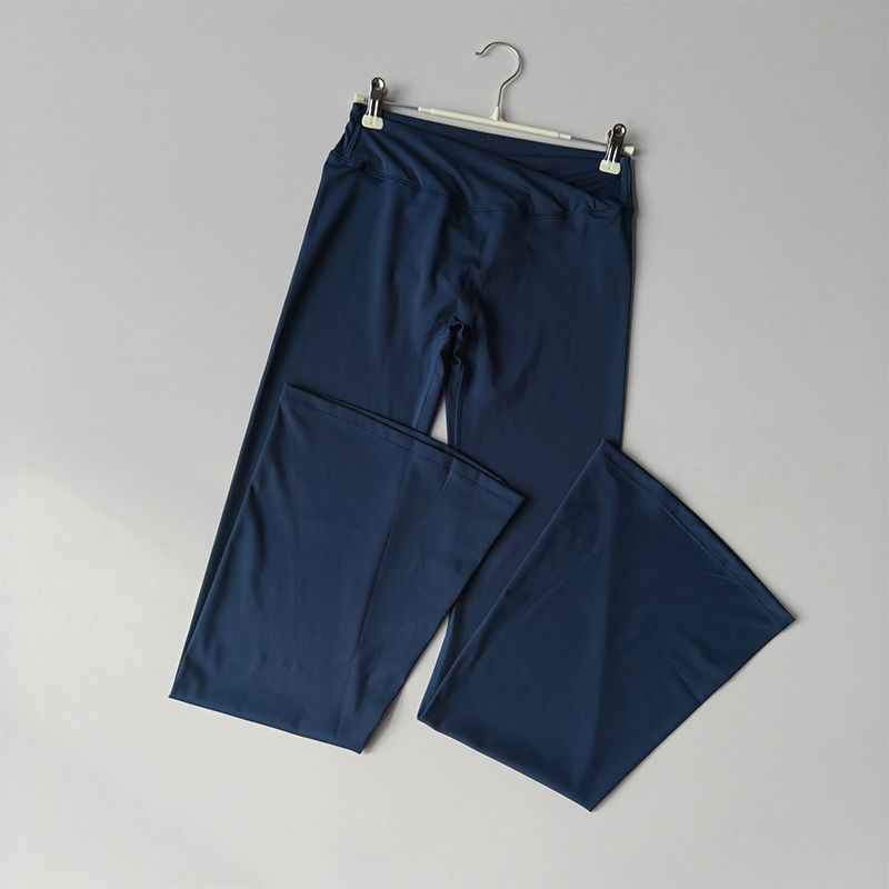 Thumbnail: Women's Cross Waist Flare Pants - Booty Lifting Yoga Tights with Ruffle Detail