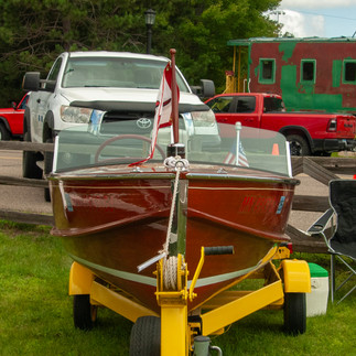 Vintage Larson and Crestliner boats on display at the 2025 Classic Larson Boat Show in Nisswa, Minnesota