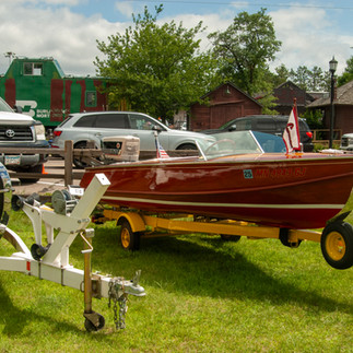 Vintage Larson and Crestliner boats on display at the 2025 Classic Larson Boat Show in Nisswa, Minnesota