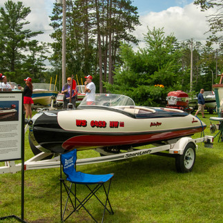 Vintage Larson and Crestliner boats on display at the 2025 Classic Larson Boat Show in Nisswa, Minnesota