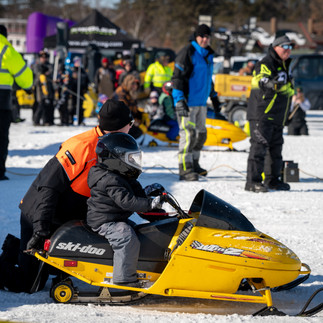 Snowmobile racing action at MESC TripleFest 2026 at Breezy Point Resort in the Brainerd Lakes Area.