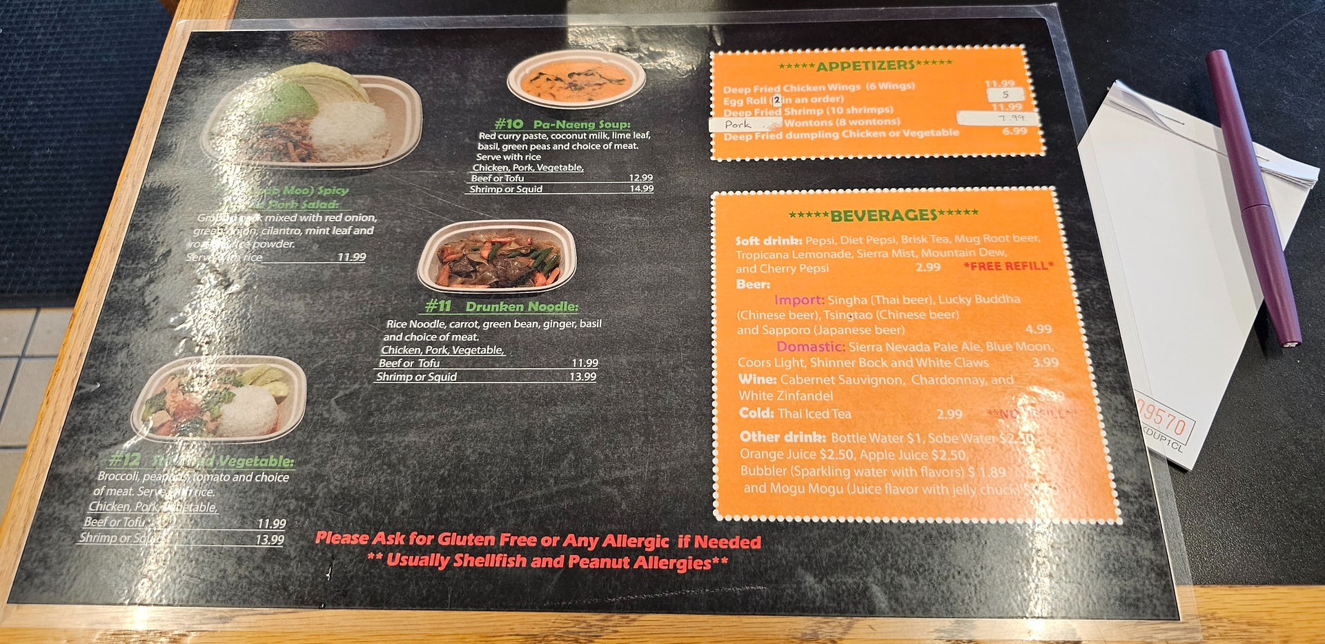 Menu | CHARNG THAI RESTAURANT | Hackensack, MN