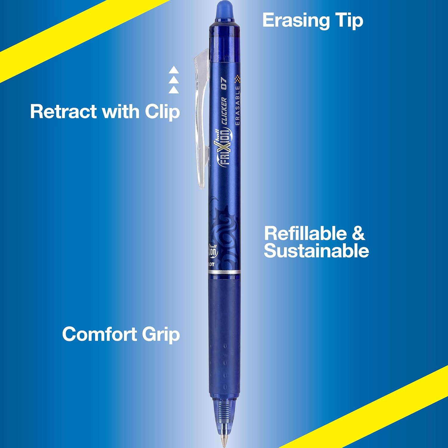 Pilot FriXion Clicker 0.7mm, Erasable Gel Pens, Fine Point