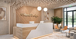 Aménagement de bureau PMR professionnel sur mesure, banque d'accueil accessible et mobilier de travail ergonomique pour entreprise.