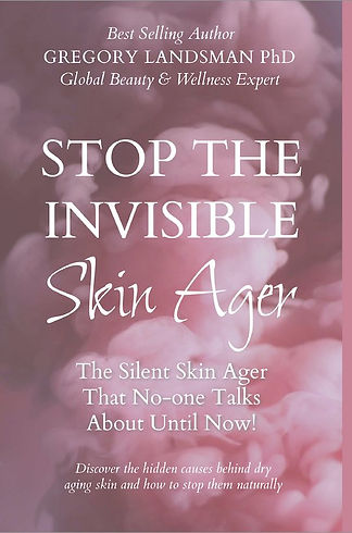 Cover of Gregory Landsman's bestselling book The Invisible Skin Ager on healing dry skin naturally for women over 50