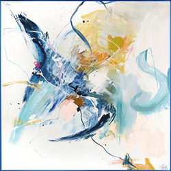 Schilderij met acryl lijst Confidential Blue 100x100cm