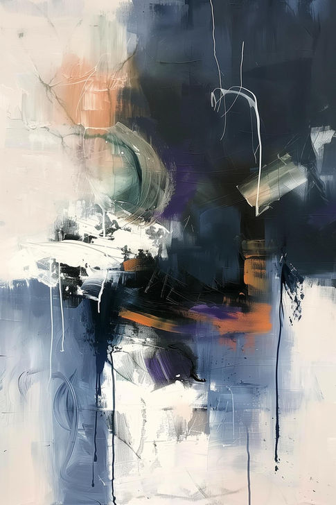 dynamic composition of blue, purple, and gold colors.
The style includes expressive brushstrokes, texture, and metallic gold accents - Euro-Art België