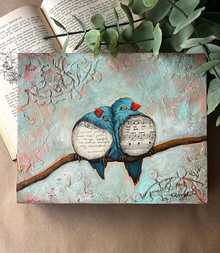 Thumbnail: My Whole Heart - Original Mixed Media Painting - 8"x10"