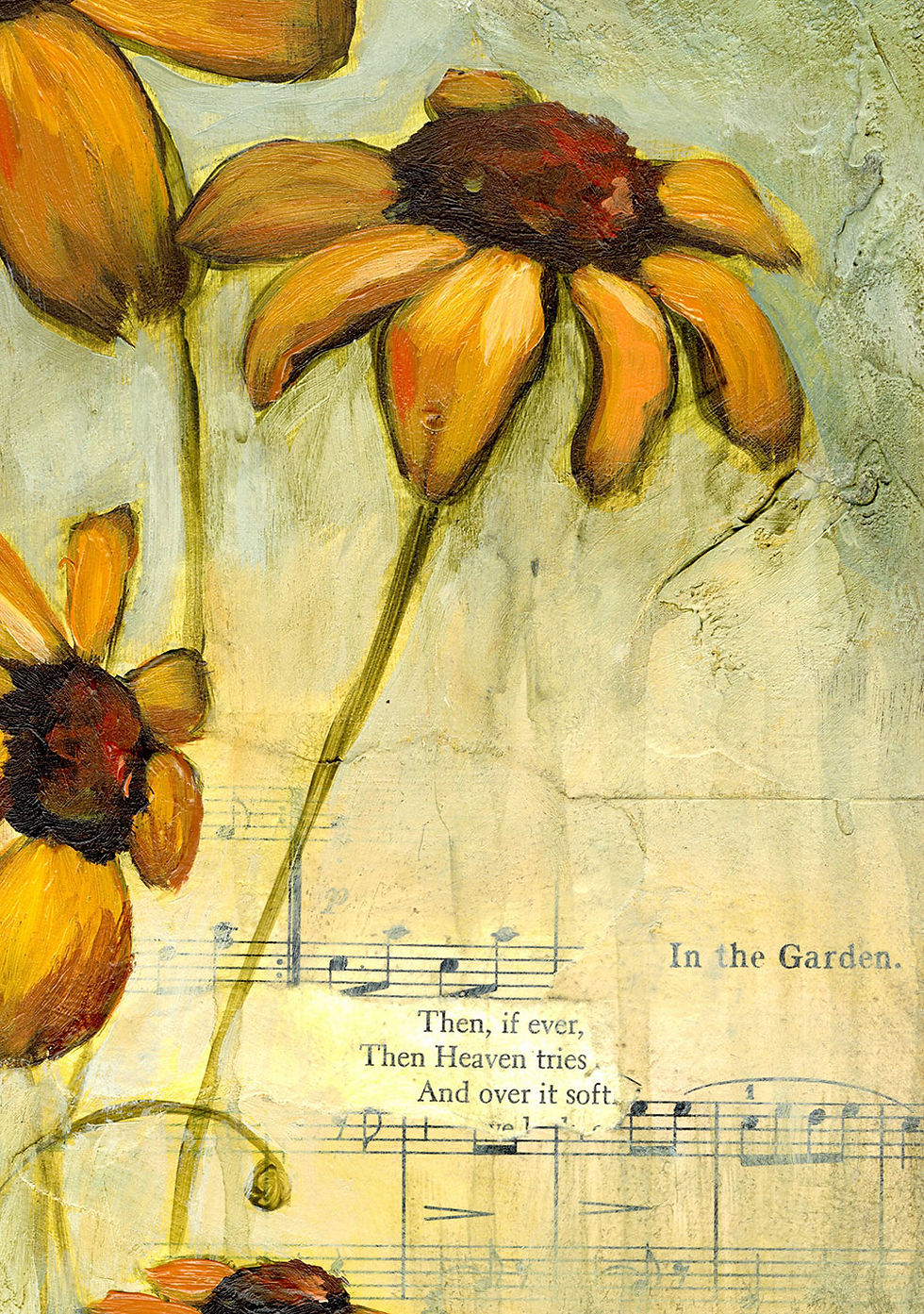 Thumbnail: In The Garden #1 - 22"x28" Original Mixed Media Painting