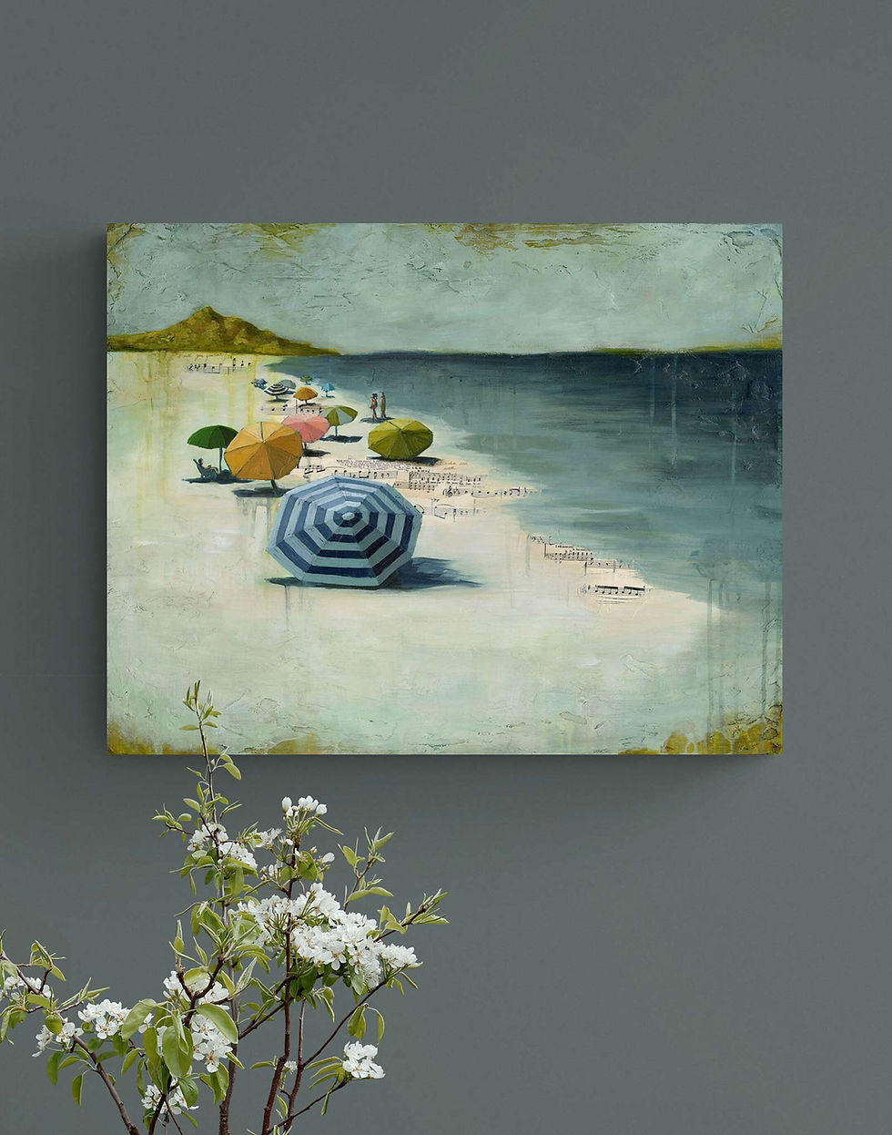 Thumbnail: Shades of Blue - 28"x22" Original Mixed Media Painting