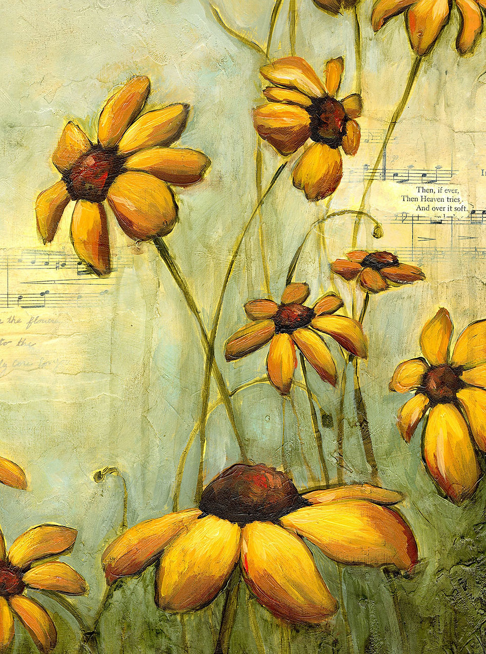 Thumbnail: In The Garden #1 - 22"x28" Original Mixed Media Painting
