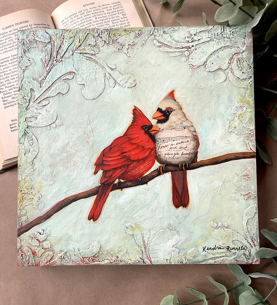 Thumbnail: Made For Each Other - Original Mixed Media Painting - 12"x12"