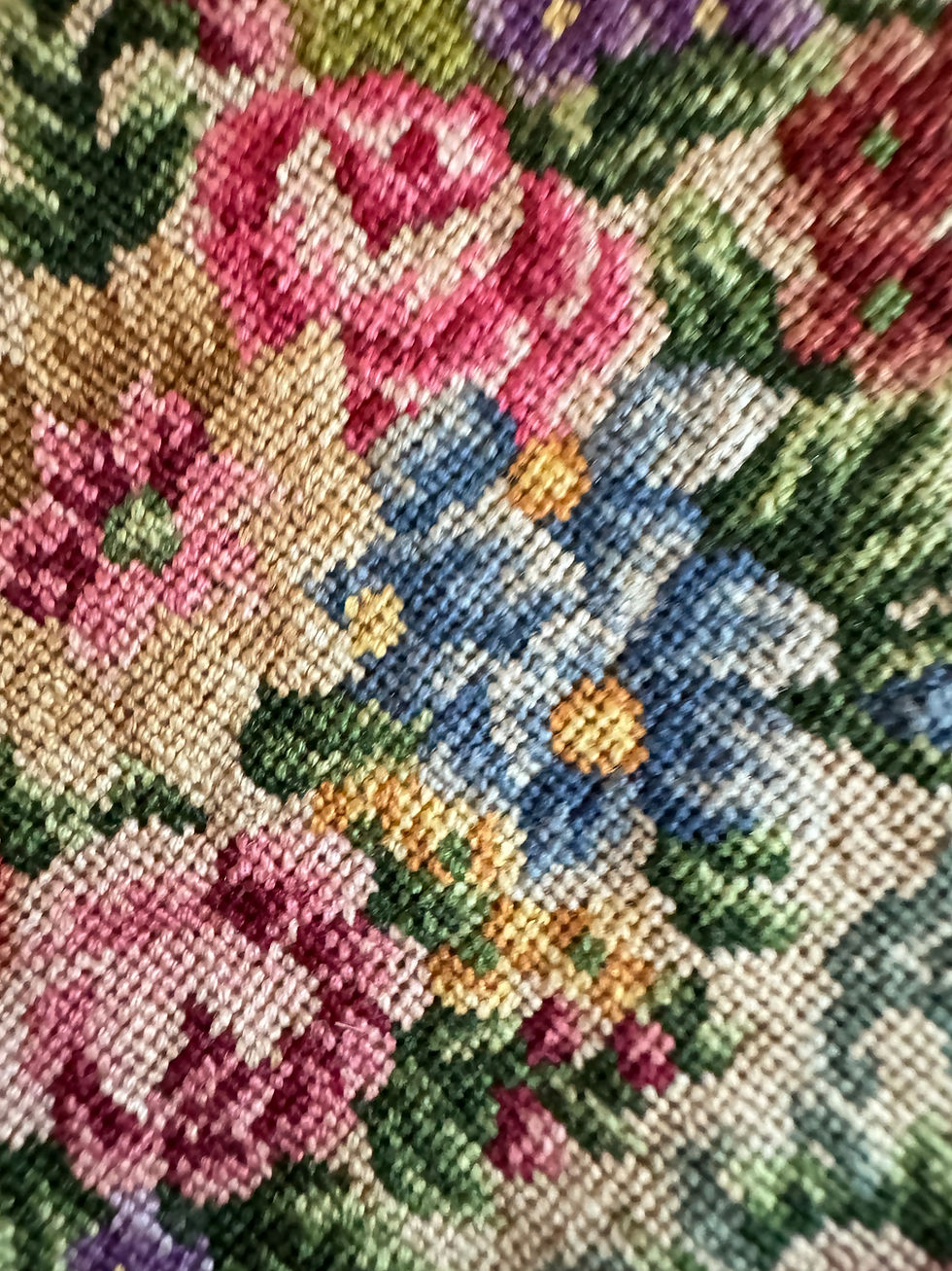 Thumbnail: Vintage Petit Point/Tapestry/Embroidered Evening Bag/Floral Design/1950's