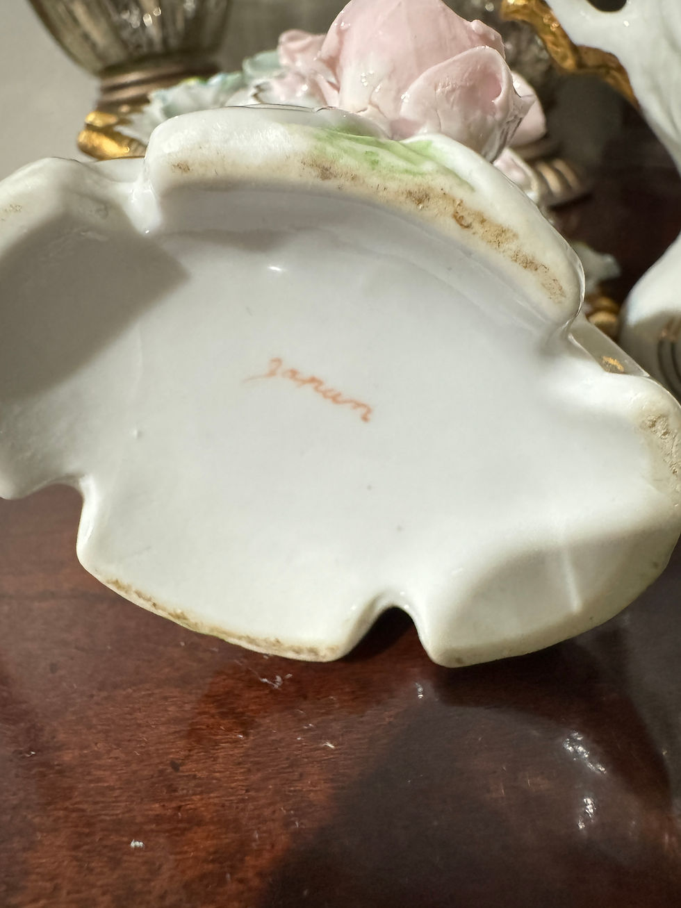 Thumbnail: French Style Raised Floral Vase Vintage Made in Japan Gold Trim