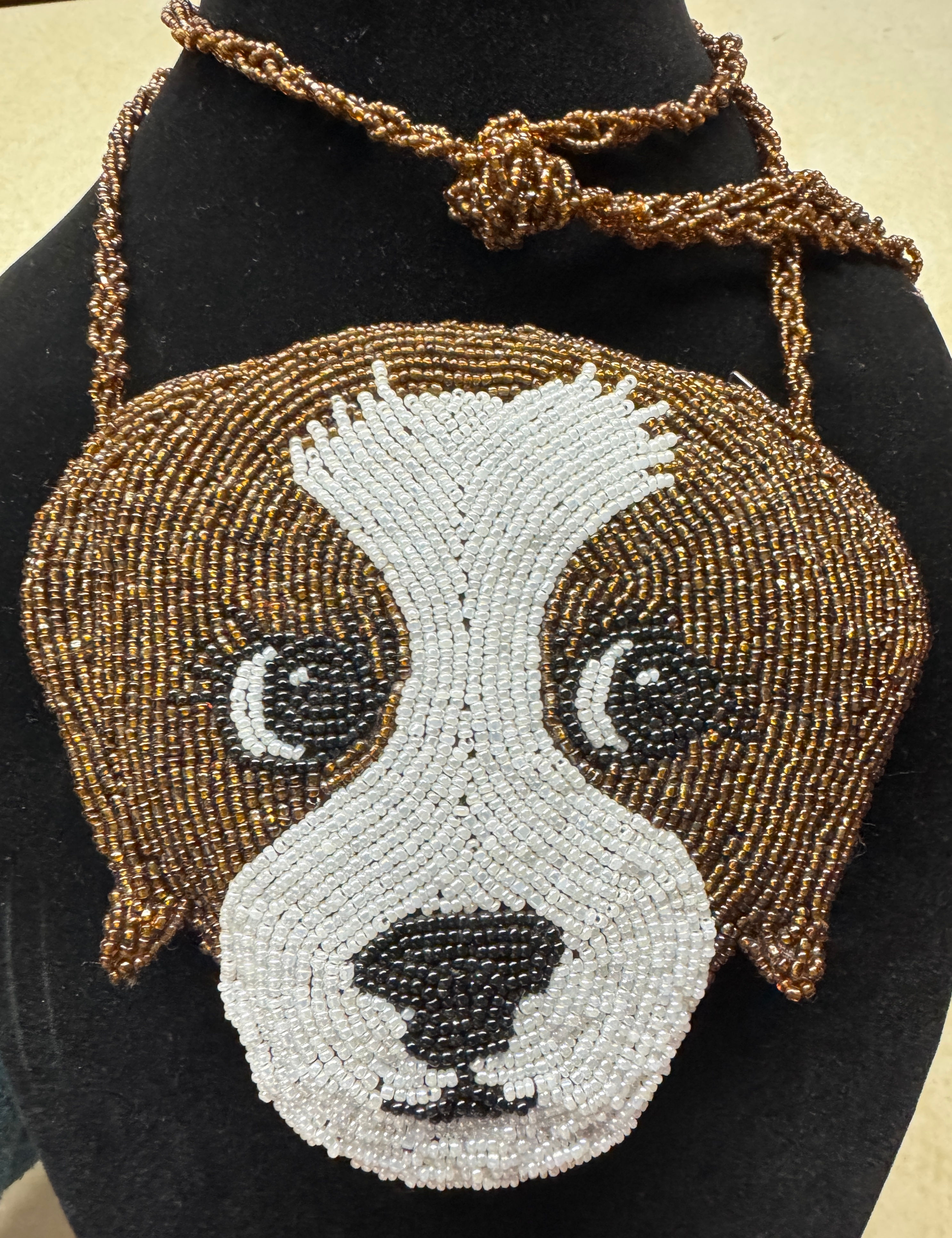 Lorren Bell Vintage Micro Beaded Dog Change Coin Purse Crossbody