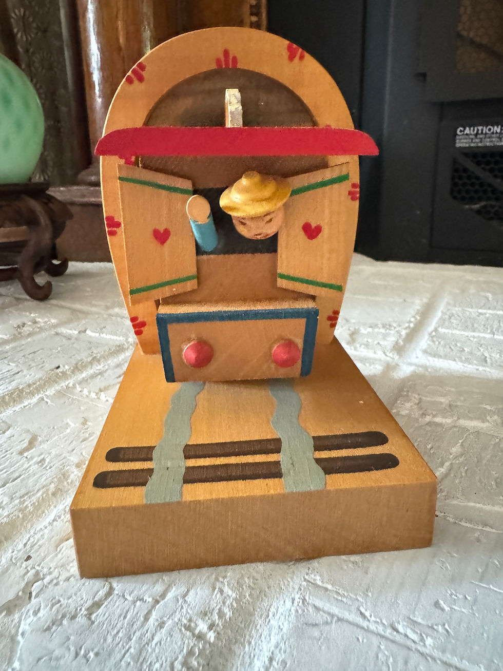 Thumbnail: Rare Anri Stamped Vintage Italian Wooden Train Bookends