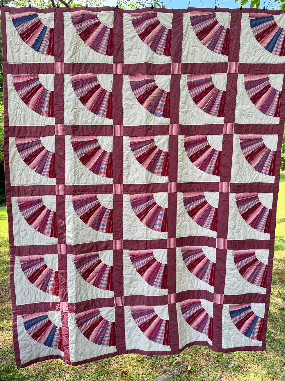 Thumbnail: Vintage Handmade Grandmother's Fan Quilt