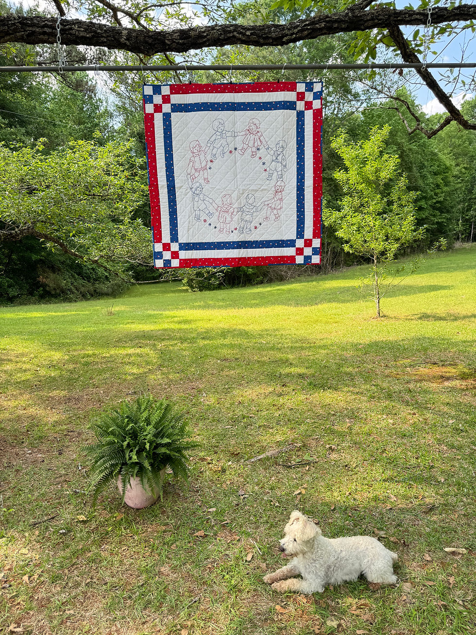 Thumbnail: Hand Embroidered Nautical Wall Hanging/Lap Quilt/Child's