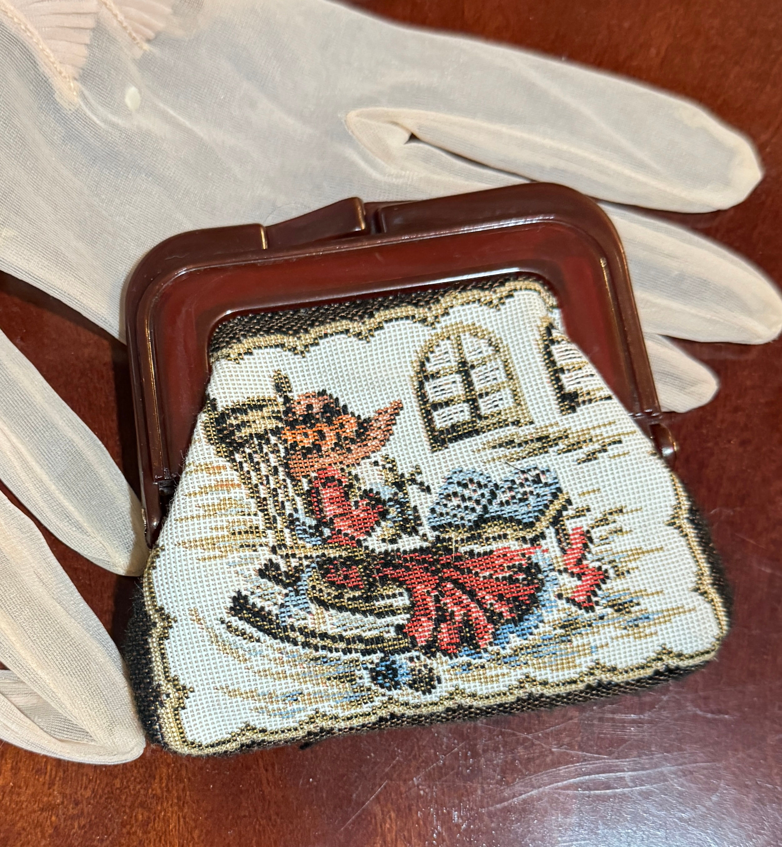 1960's girls tapestry coin purse