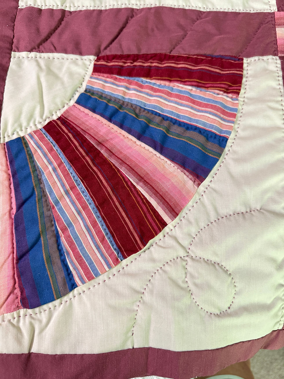 Thumbnail: Vintage Handmade Grandmother's Fan Quilt