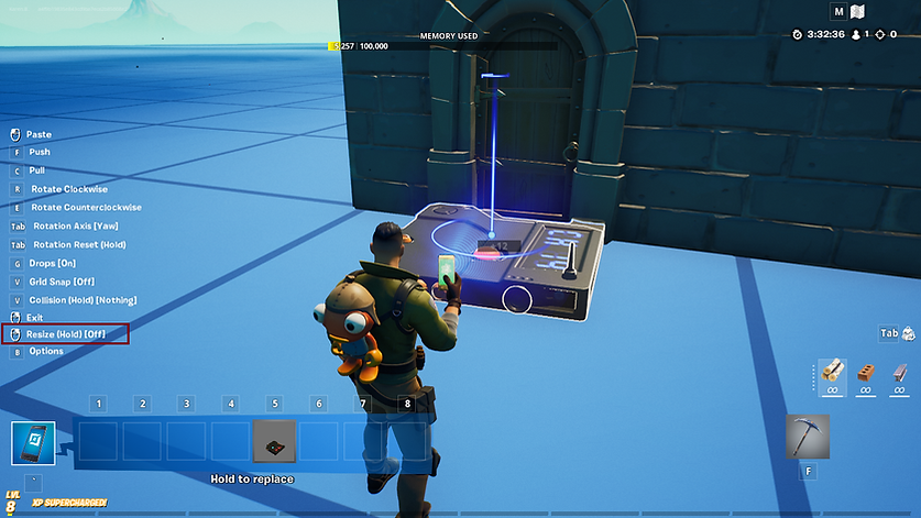 The Resize shortcut is shown on the left side of the screen.