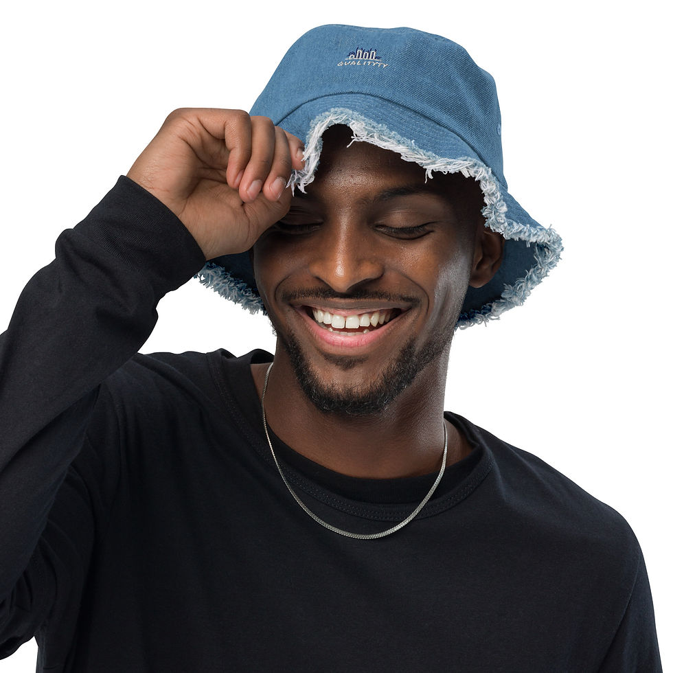 الصورة المصغرة: Distressed denim bucket hat