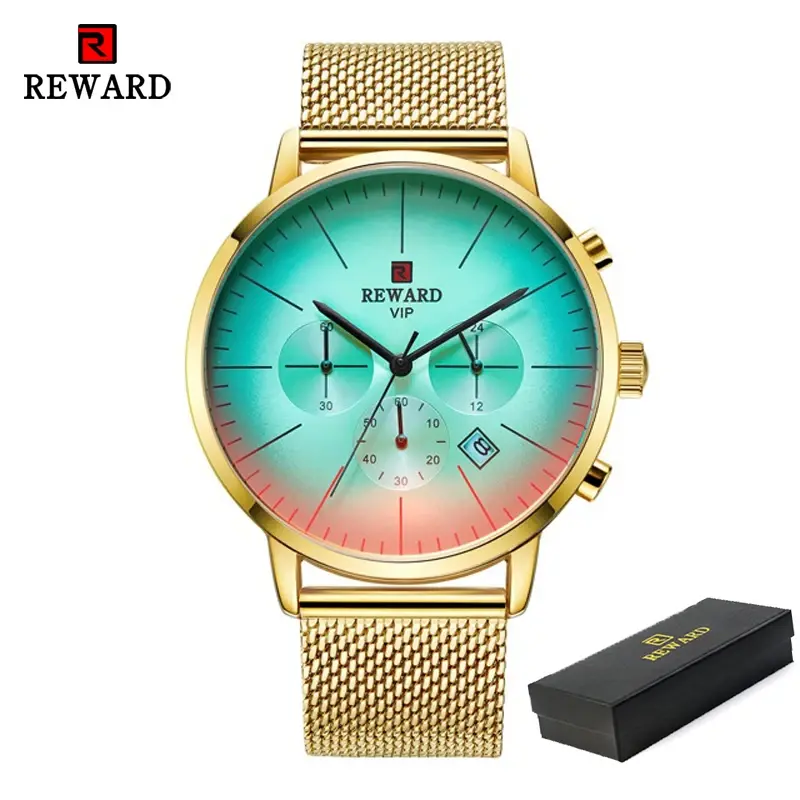 الصورة المصغرة: 2025 NewColor Bright Glass Watch Men Brand Chronograph Men's Stainless Steel