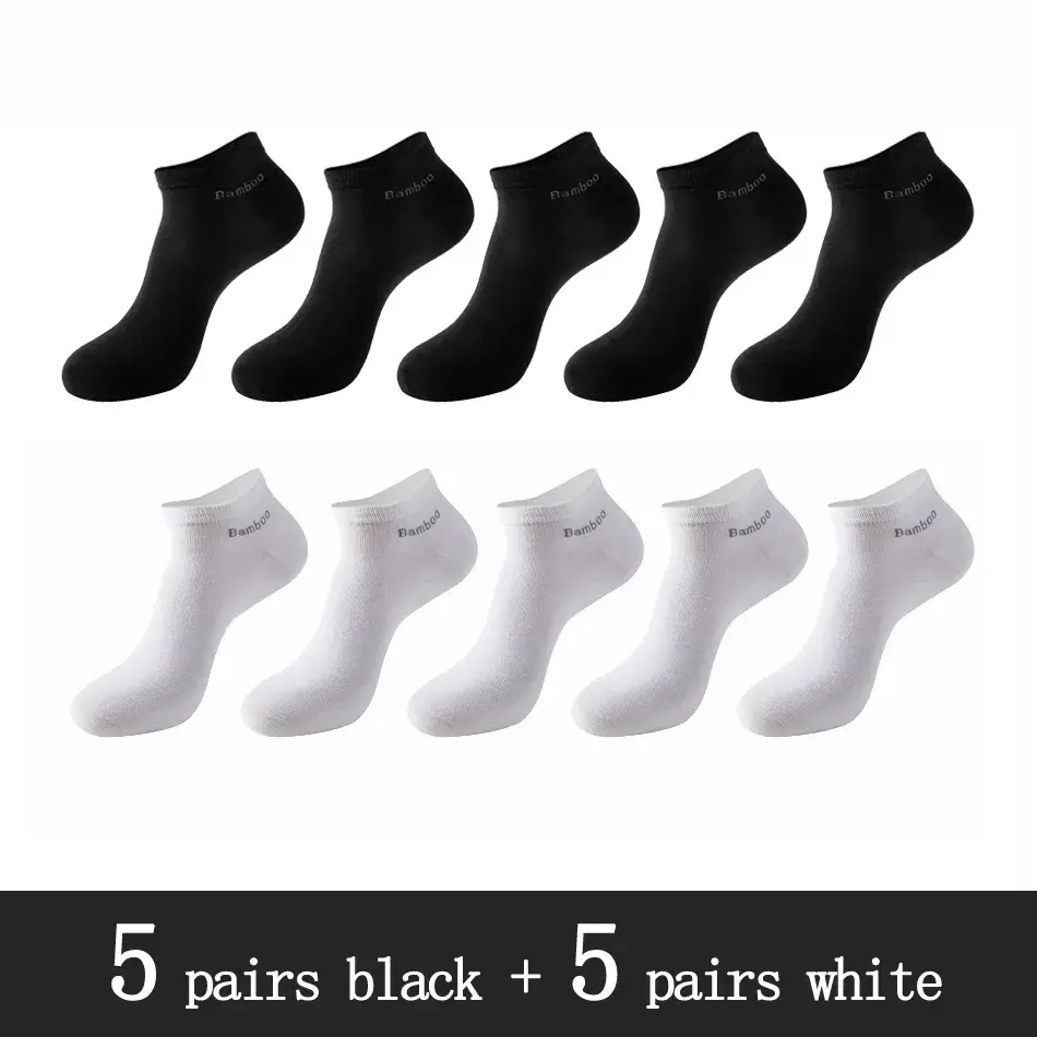 الصورة المصغرة: 10 Pairs / Pack Men's Bamboo Fiber Socks Short High Quality