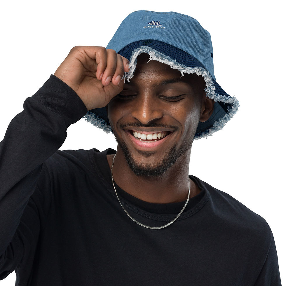 الصورة المصغرة: Distressed denim bucket hat