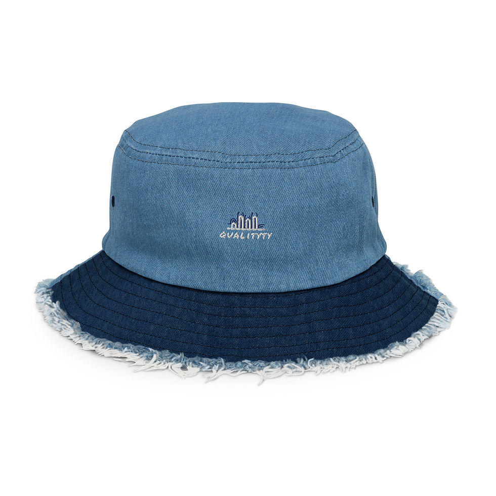 الصورة المصغرة: Distressed denim bucket hat