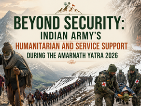 Indian Army personnel providing security, medical assistance, rescue support and humanitarian aid to pilgrims during the Amarnath Yatra 2026 in the Himalayan terrain of Jammu and Kashmir.