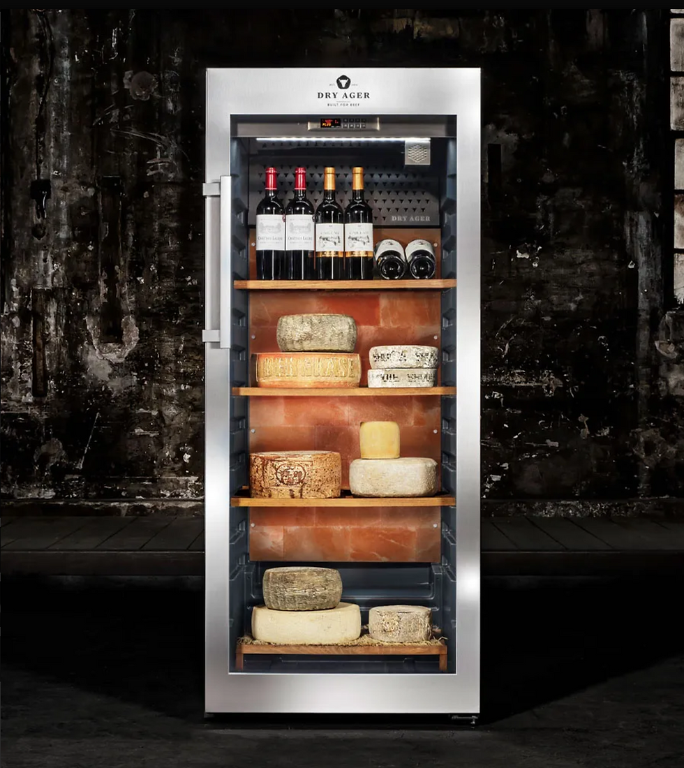 Miniaturbild: DRY AGER® DX 1000 Premium S mit DX-LED Salzwand, Wein und Käse