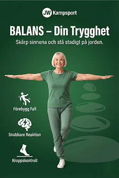 Informationsbild om balans i seniorträning på JW Training Center