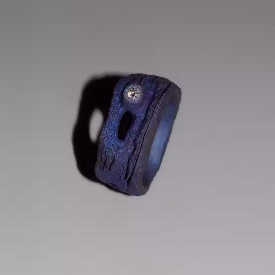 [016] ANELLO IN TITANIO E DIAMANTE