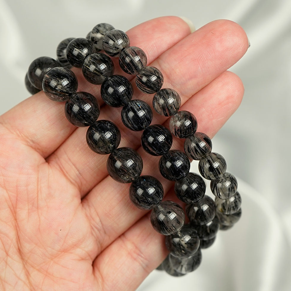 Thumbnail: Black rutilated quartz R 黑髮晶圓珠