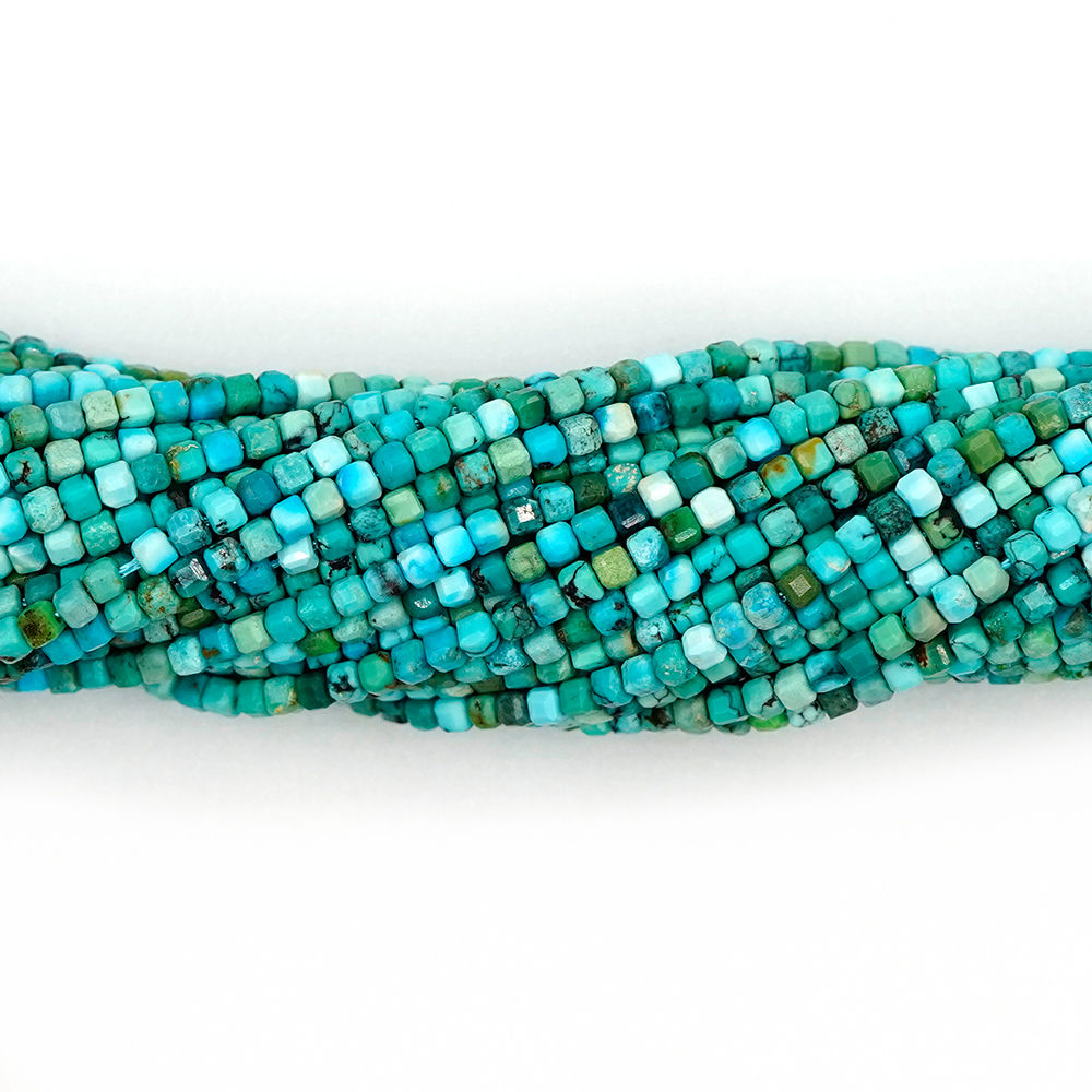 2mm/3mm/4mm Natural turquoise F cube beads 天然土耳其方塊角度