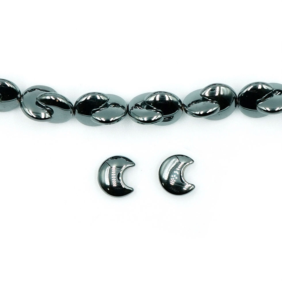 6x10mm Hematite two-sided two-sided puffed crescent moon beads 雙凸上弦月鐵膽全洞珠
