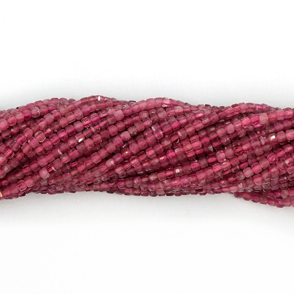 2mm/3mm/4mm Pink tourmaline F cube beads 粉碧璽方塊角度