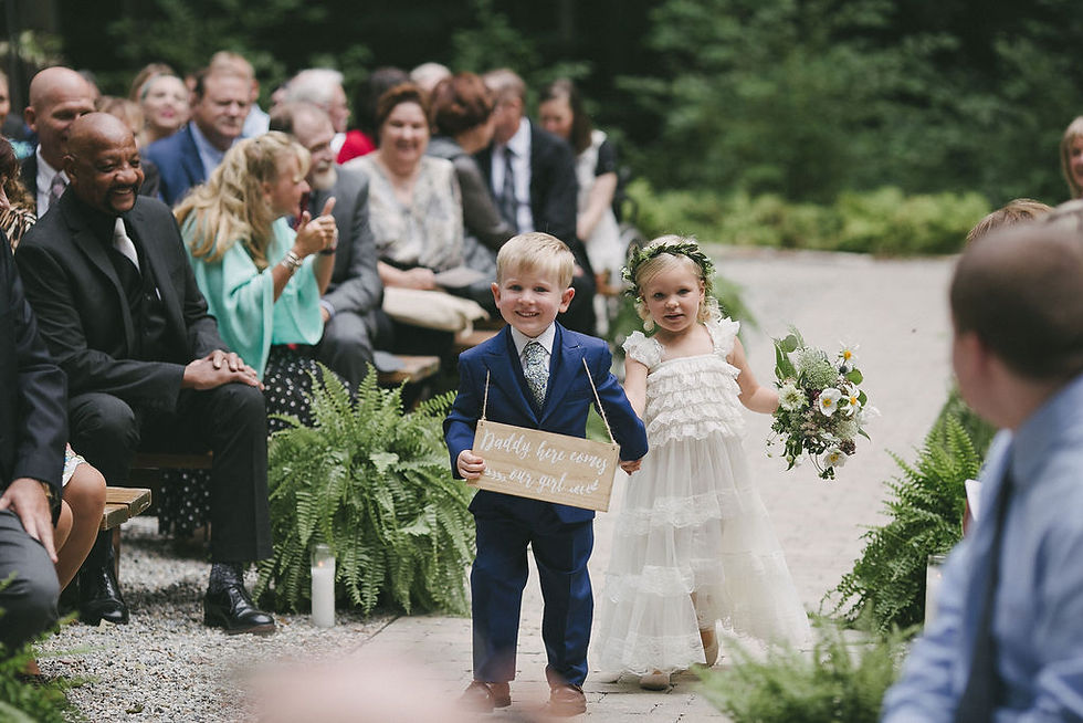 Ringbearer and Flower girl at wedding ceremony