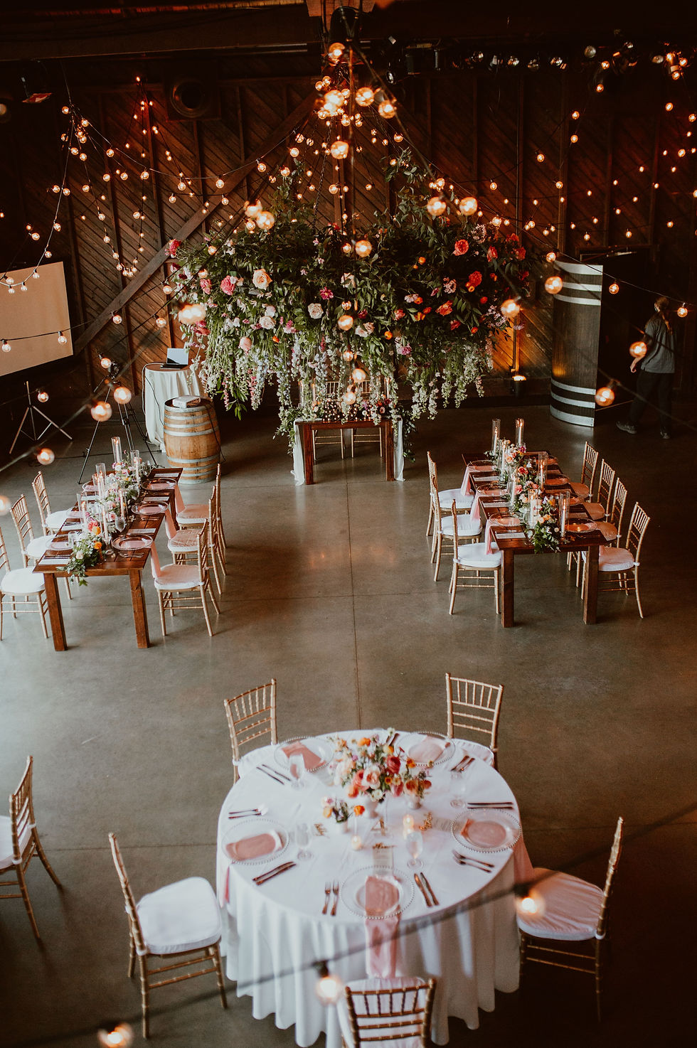 Summer colorful wedding reception at Saltwater Farm Vineyard