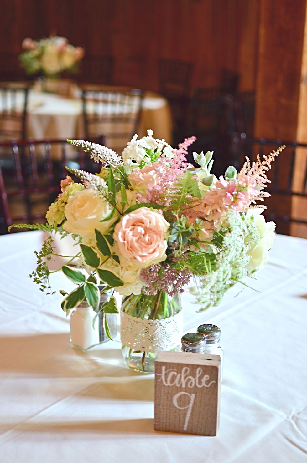 Blush Summer Wedding at The Barns | Centerpieces