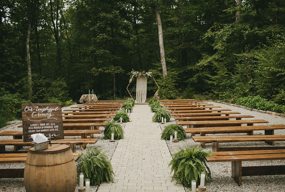 Bohemian style hexagon wedding arch at Chatfield Hollow Inn