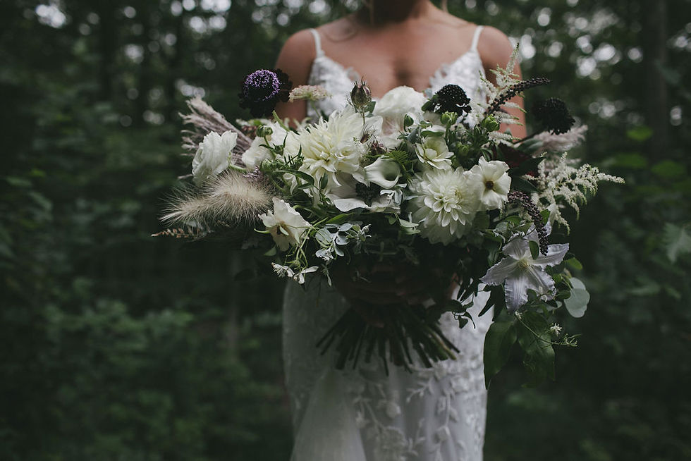 White rustic wedding bouquet at Chatfield Hollow Inn