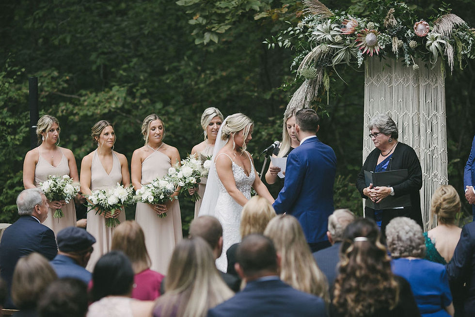 Bohemian rustic wedding with hexagon arch at Chatfield Hollow Inn