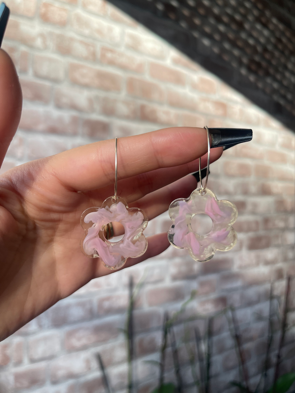 Miniatura: Orecchini Creole con Fiori in Resina | Gioielli Artigianali Zairiel 🌸✨ 